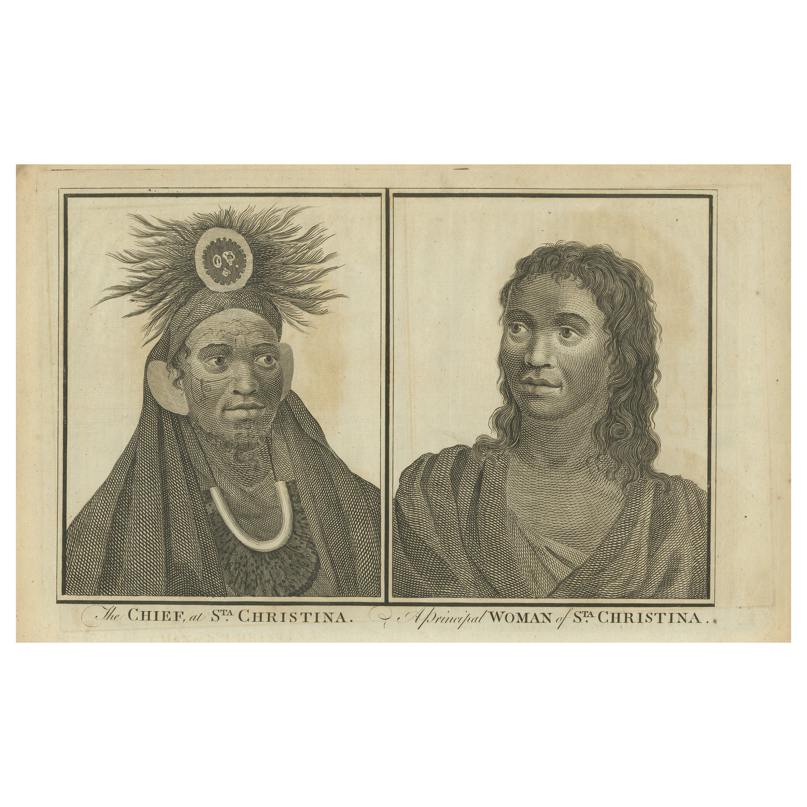 Island Leadership: The Chief and a Principal Woman of Santa Cristina, circa 1785 For Sale