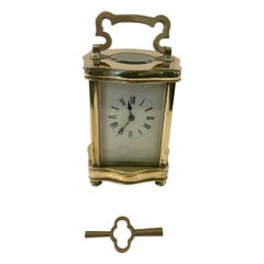 Horloge à chariot de qualité victorienne ancienne avec étui de rangement d'origine