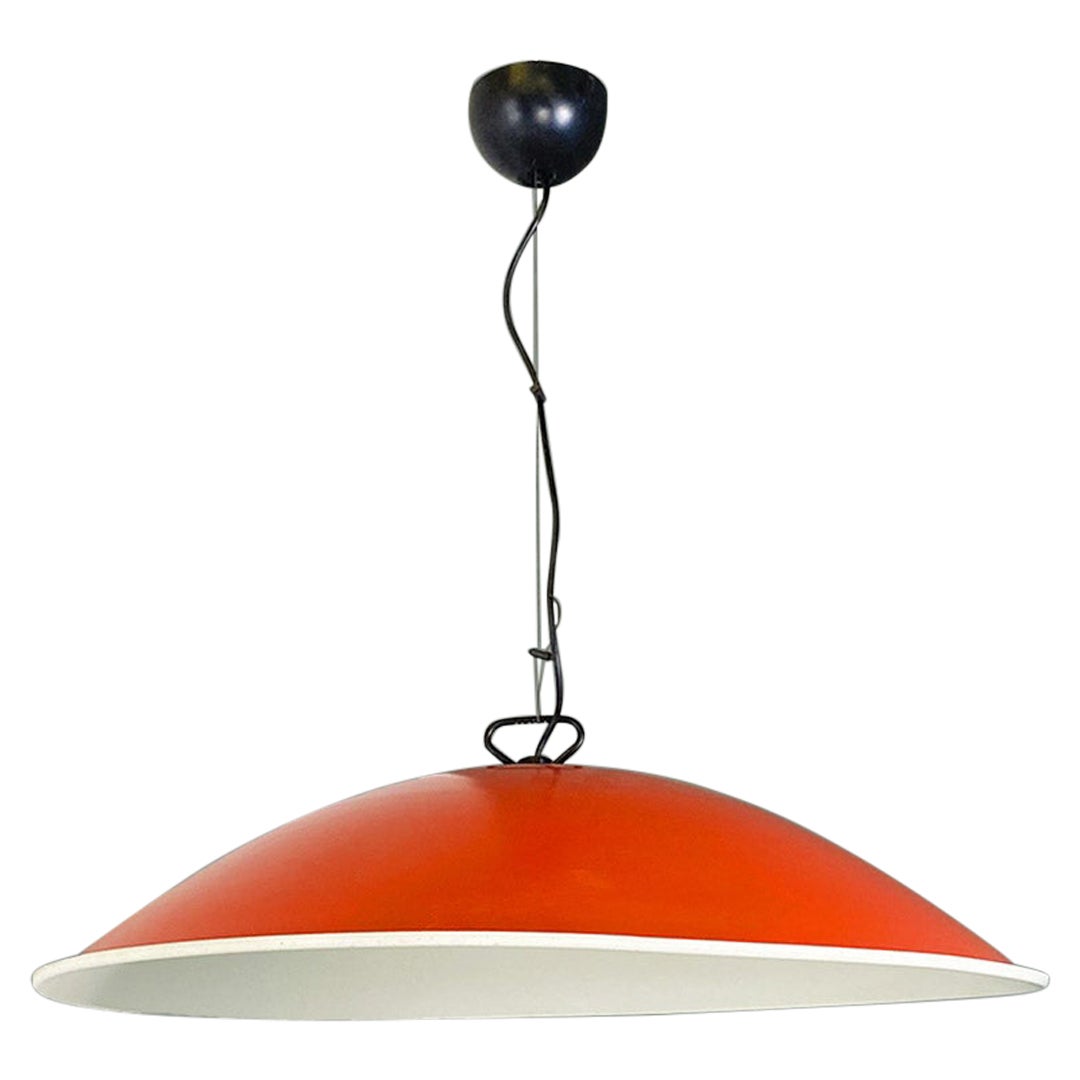 Red and white metal adjustable chandelier, modern Italian, ca. 1960.