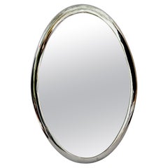 Miroir ovale massif en chrome des années 1970