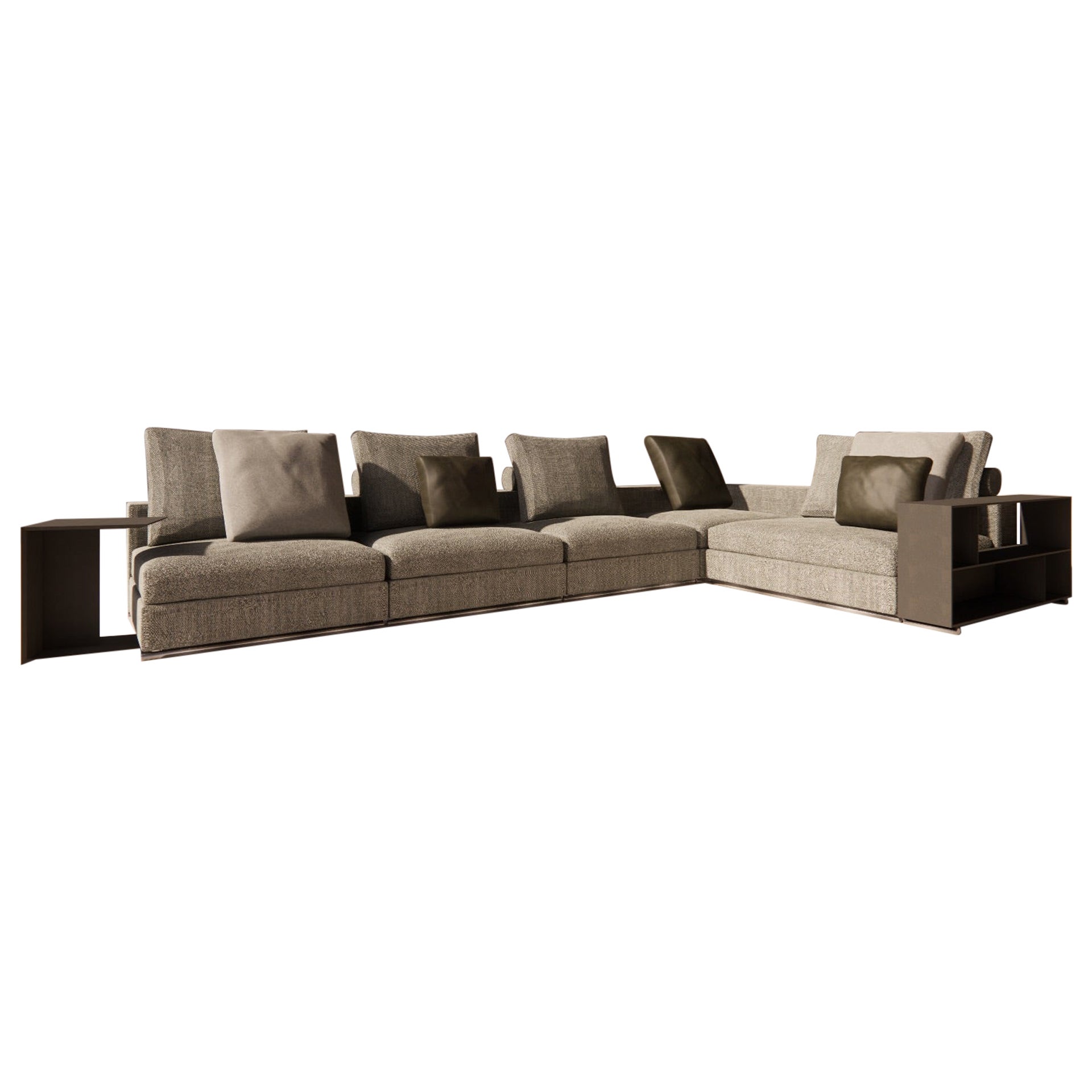 Modulares Groundpiece-Sofa in Topazio 991 von Flexform, Importiert aus Italien im Angebot