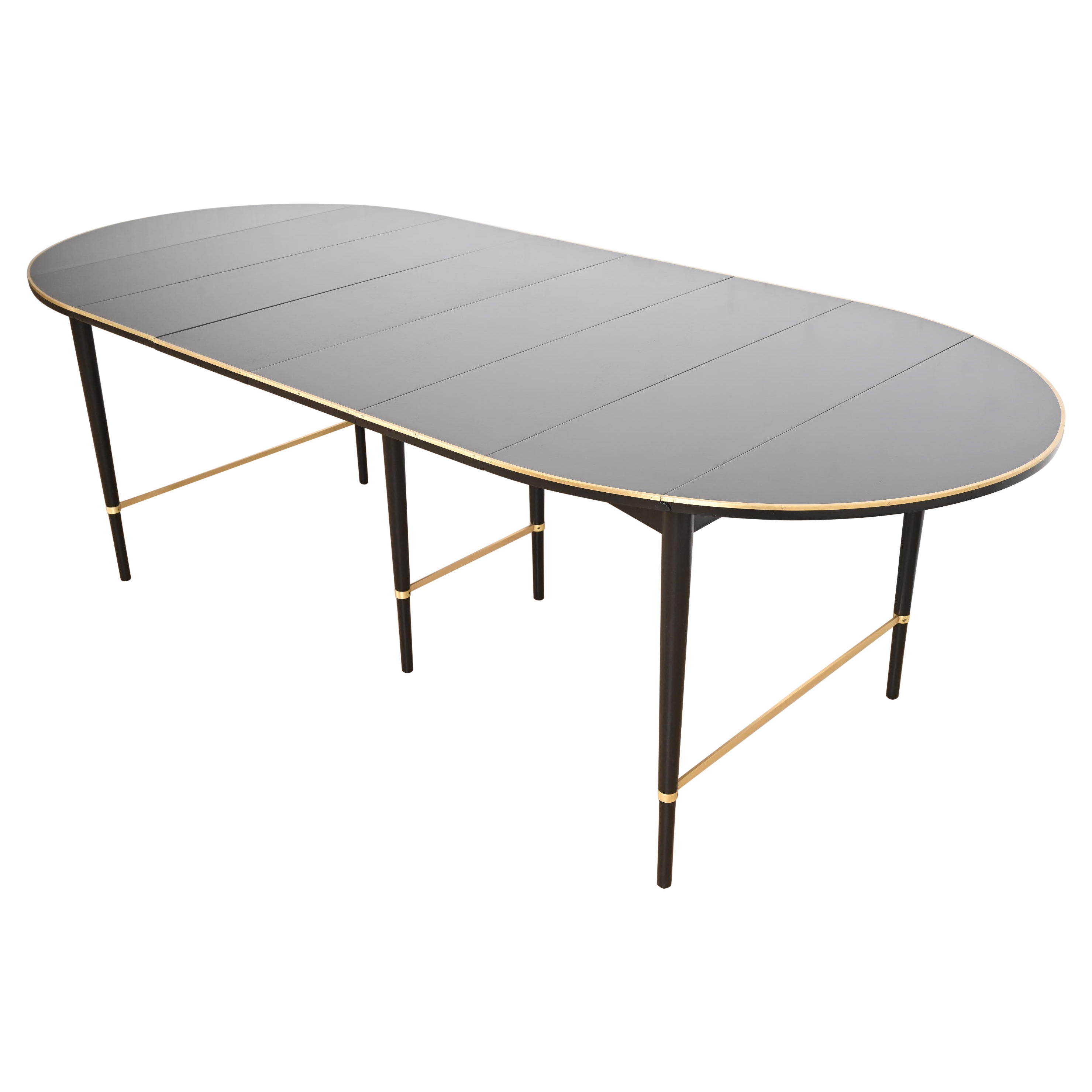 Paul McCobb Connoisseur Collection Black Lacquer Brass Dining Table, Refinished For Sale