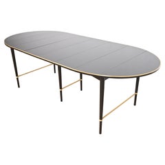 Vintage Paul McCobb Connoisseur Collection Black Lacquer Brass Dining Table, Refinished