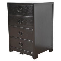 Michael Taylor for Baker Black Lacquered Chest of Drawers, Newly Refinished