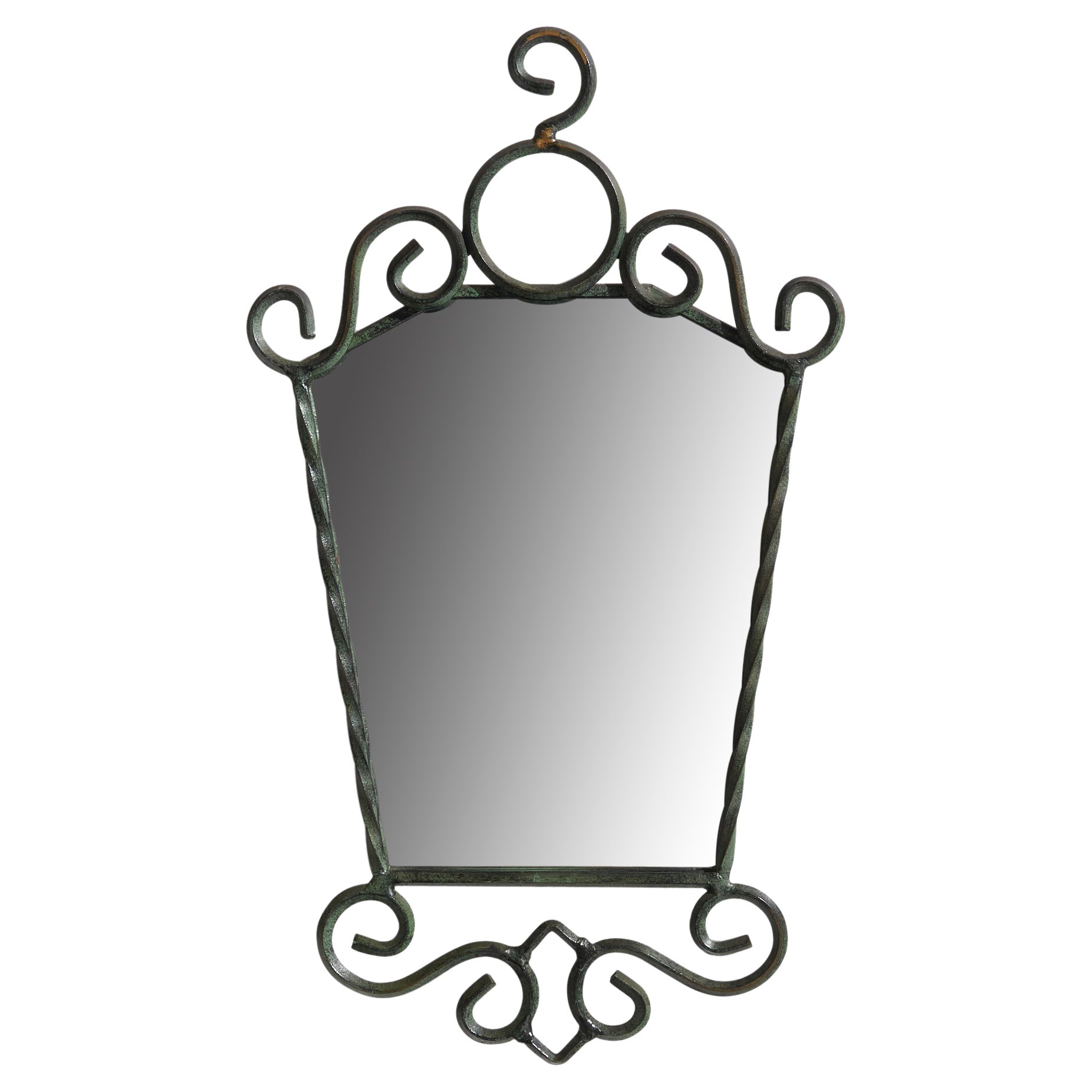 Swedish Designer, Wall Mirror, Wrought Iron, Sweden, 1970s For Sale