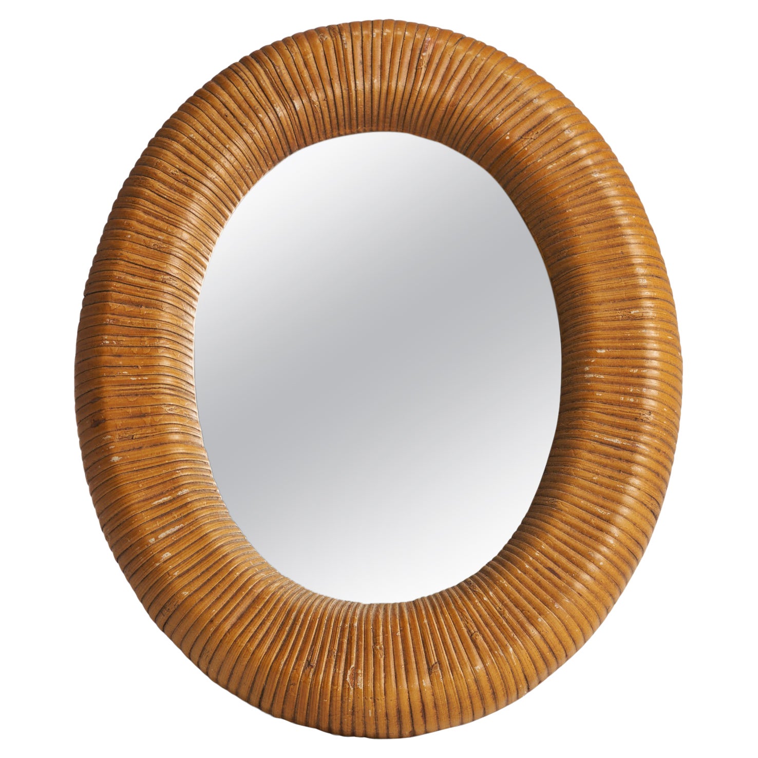 Lucid Lines, Table Mirror, Rattan, USA, 1976 For Sale