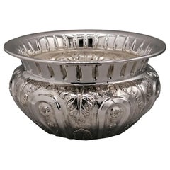 XXI Century Italian Solid 800 Silver Centerpiece Cachepot Empire Style