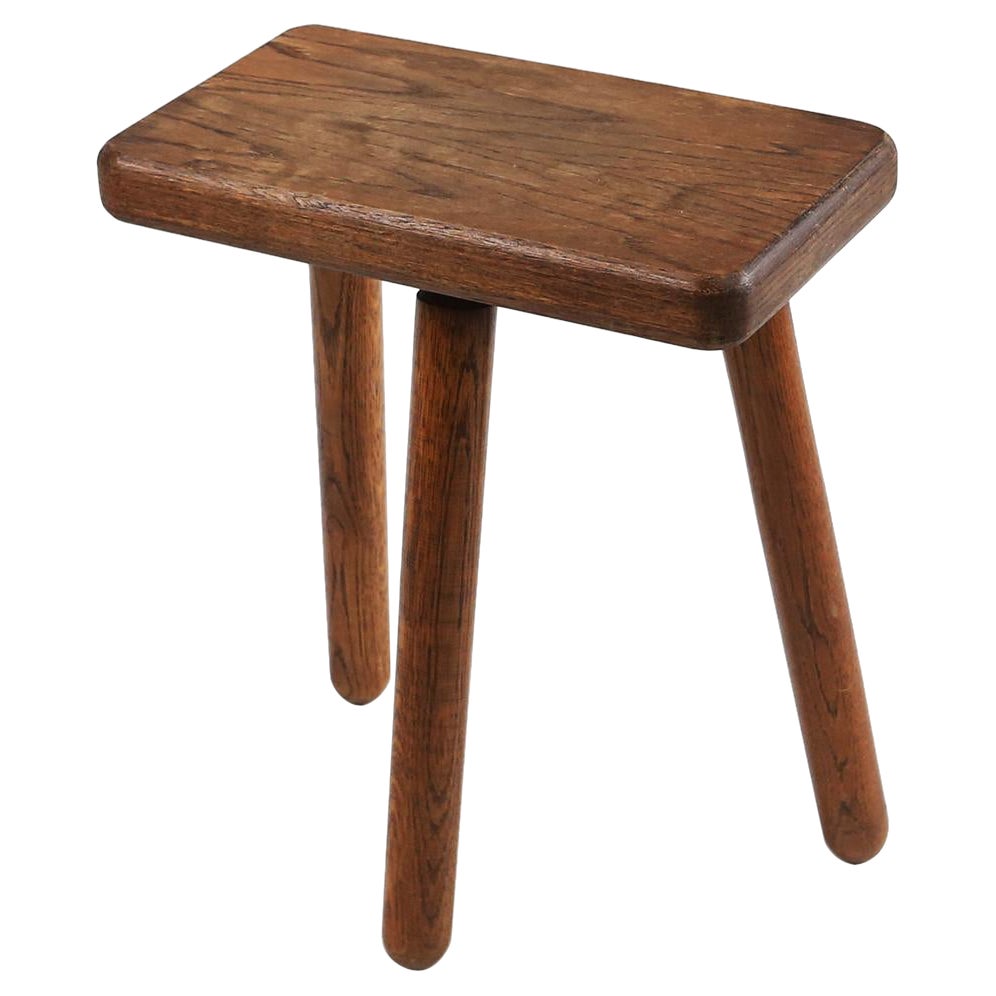 Rustic French wooden stool 1940 For Sale