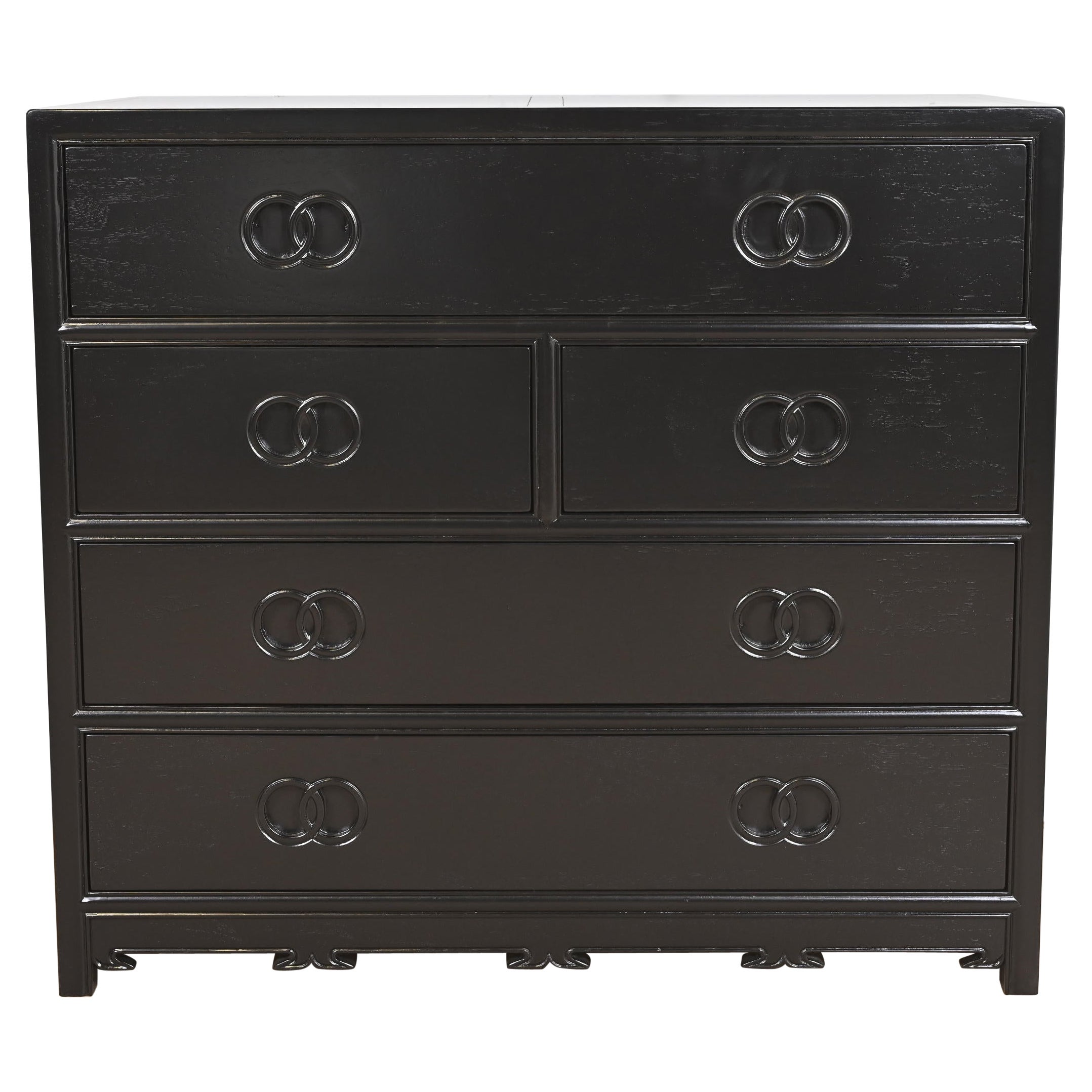 Michael Taylor for Baker Far East Collection Black Lacquered Dresser, Refinished For Sale