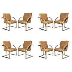 Exquisite Set of 8 Steel Art Deco Revival Dining Chairs by Milo Baughman, c 1975