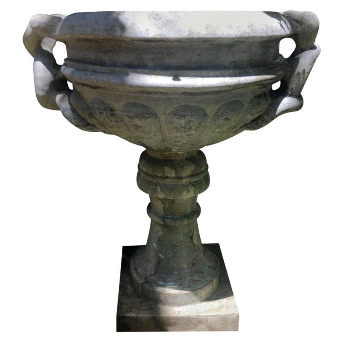 Large Marble/Stone Planter / Urn with twisted Snake Handles Jardiniere