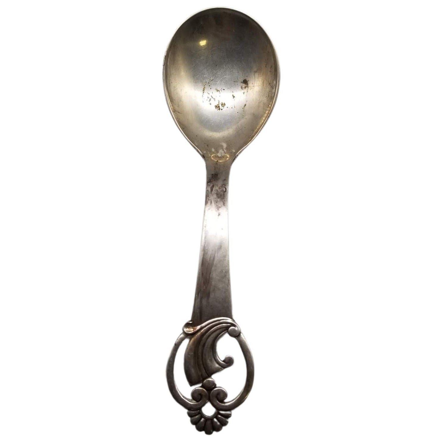 Antique Scandinavian 830S Silver Marmalade Spoon with RR Mark For Sale