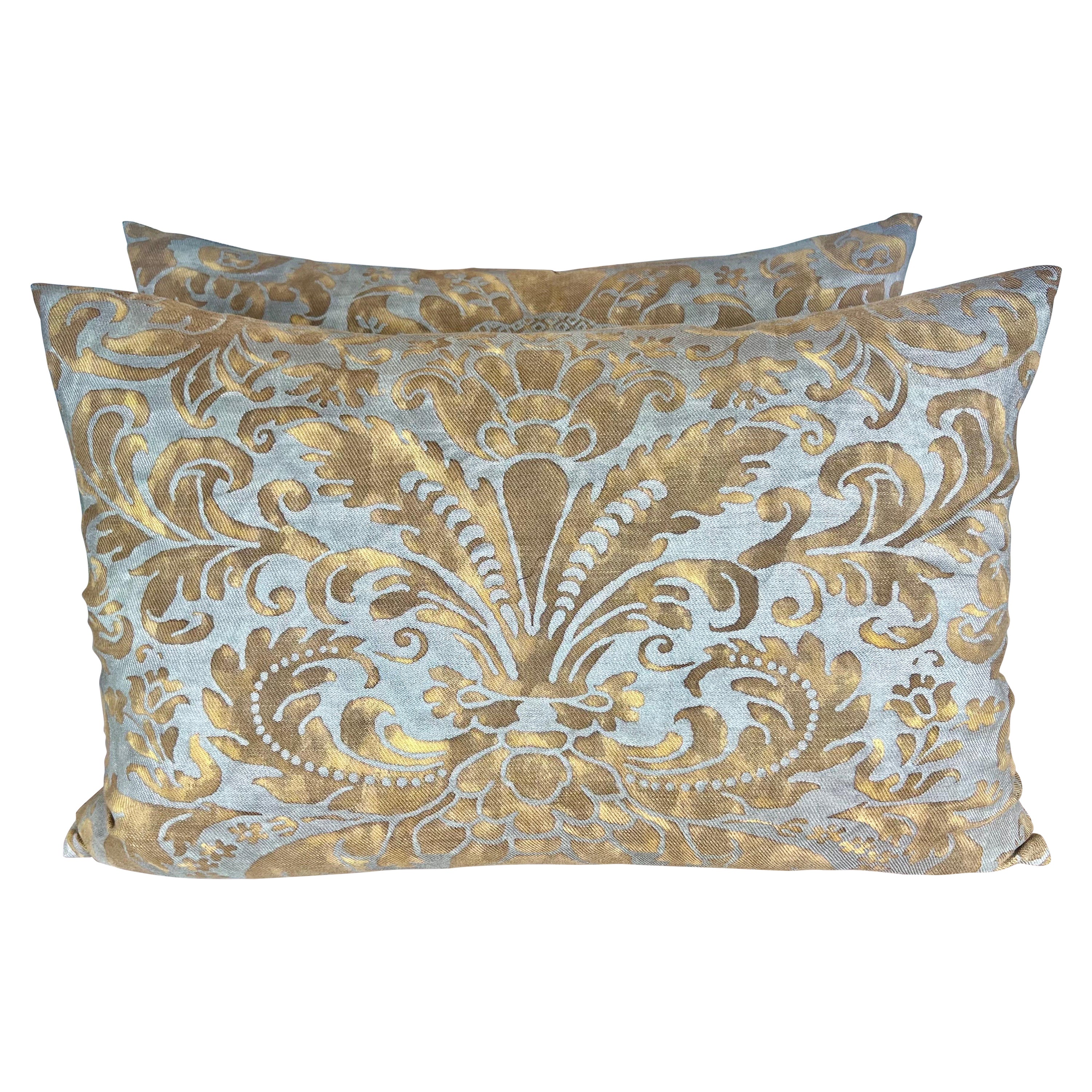 Pair of Golden Caravaggio Fortuny Pillows