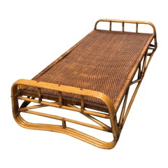 Vintage Restored Rattan 1930's Cot Style Day Bed Frame