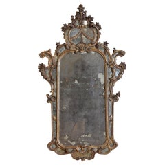 Italian Louis XIV Period Carved Giltwood Mirror, early 18th century 