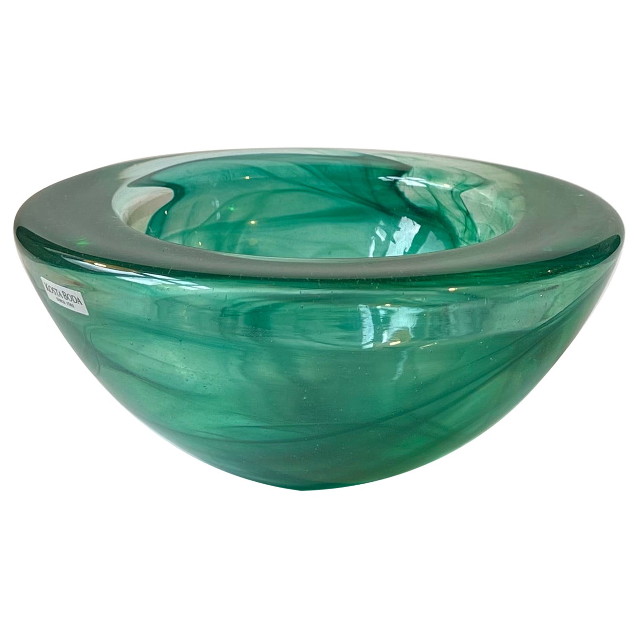 Green Atoll Art Glass Bowl by Anna Ehrner for Kosta Boda, 1980s