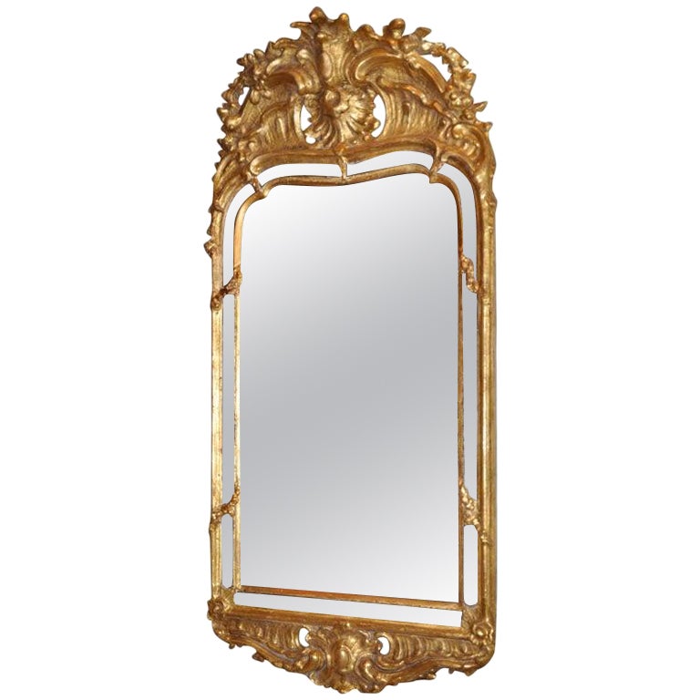 19th Century Swedish Rococo Giltwood Mirror