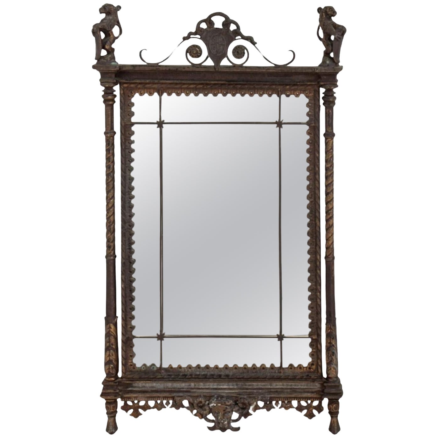 Renaissance Revival Style Cast Iron Mirror For Sale