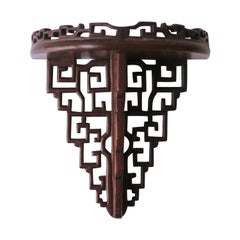 Chinoiserie Wood Wall Shelf Bracket for Vase Decorative Object Sculpture