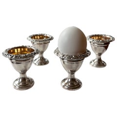 Antique Silverplate and Gilt Egg Cups - Set of 4