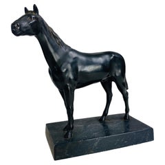 Antique Early 20th century bronze equestrian horse sculpture.