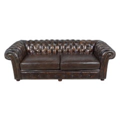 1970s Vintage Chesterfield Sofa: Brown Leather Elegance
