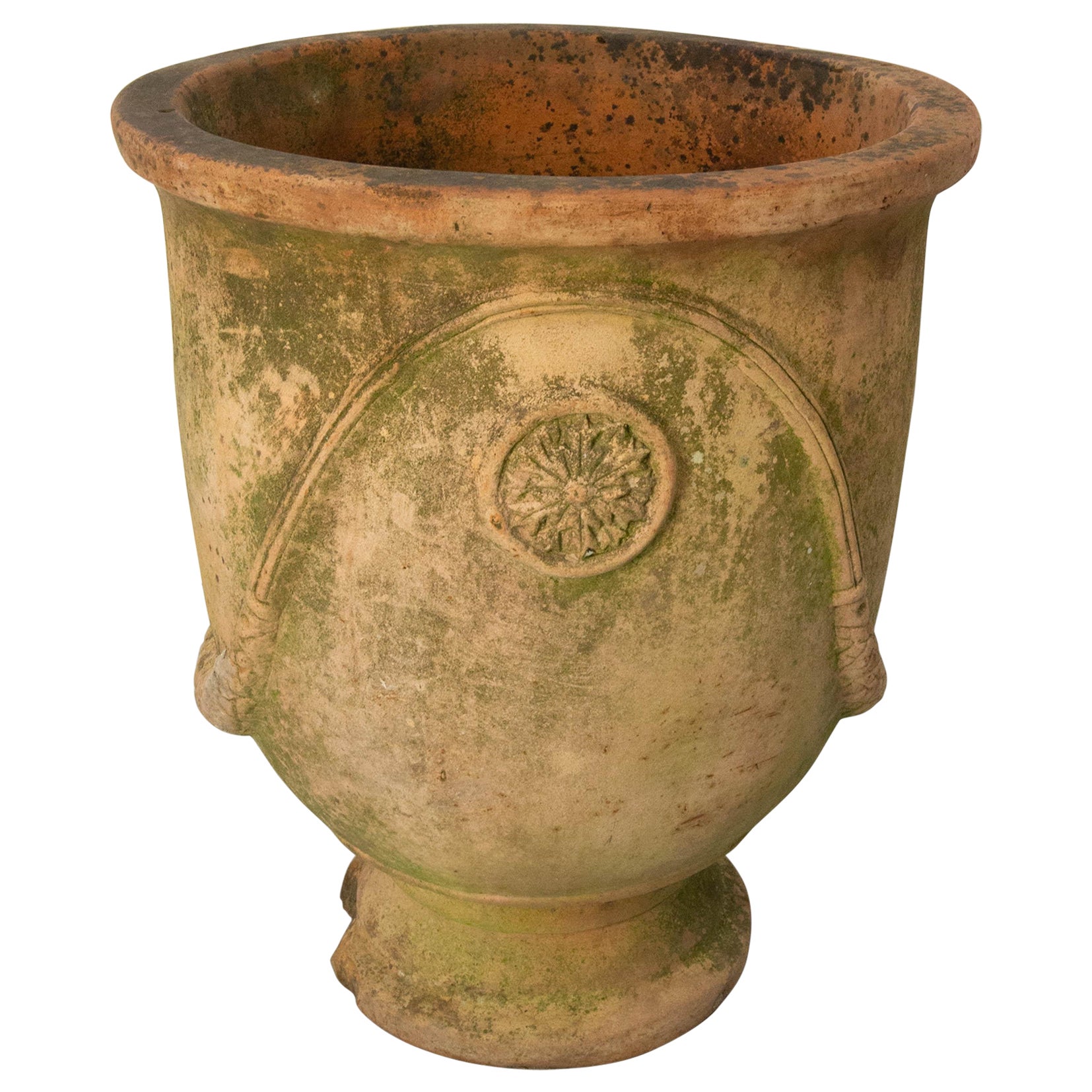 Französische Terrakotta-Terrakotta-Vase, große Vase, Pflanzgefäß, Anduze-Stil, Garten, 20. Jahrhundert