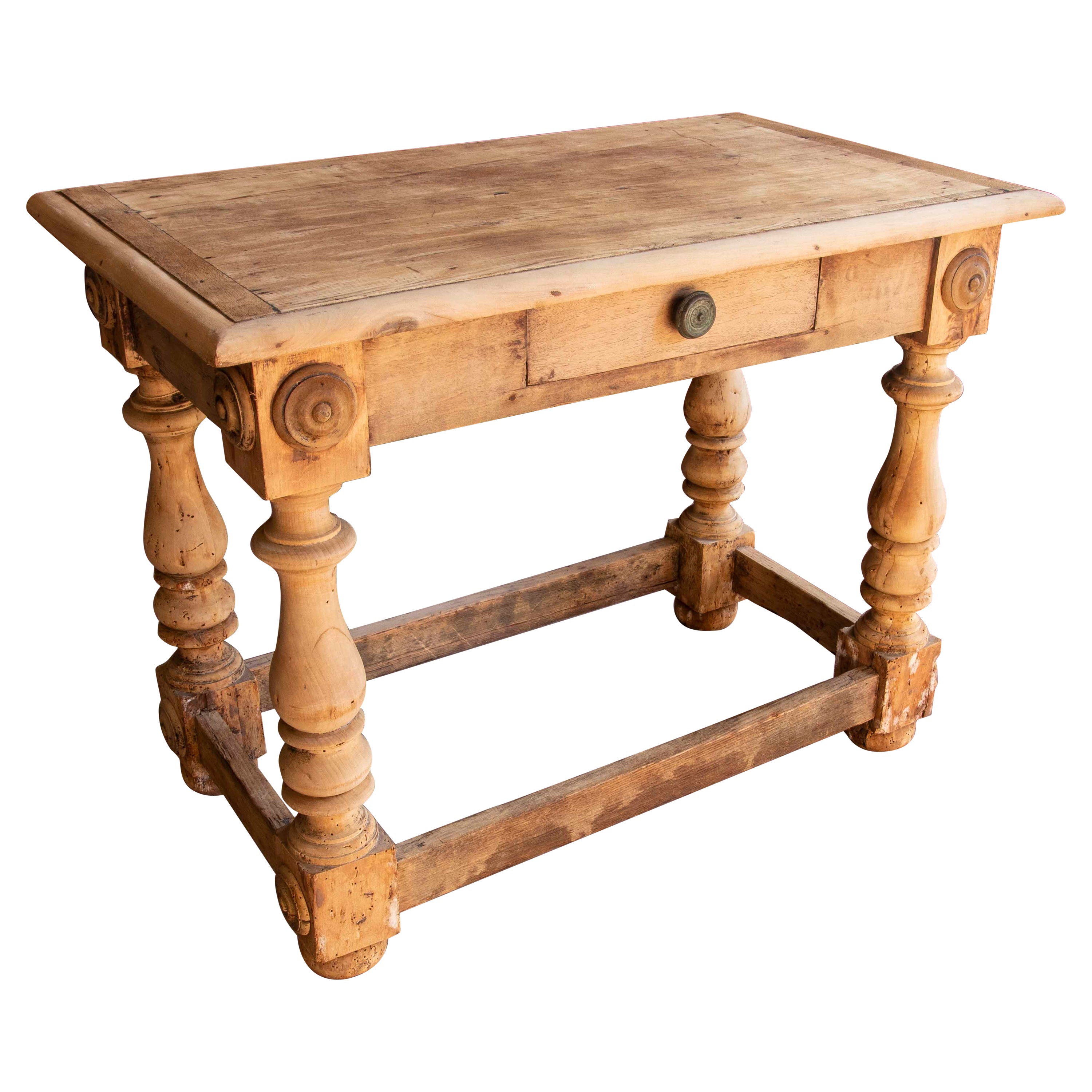 Spanischer Tisch aus dem 18. Jahrhundert in der Farbe des Originals  Holz mit Schublade im Angebot