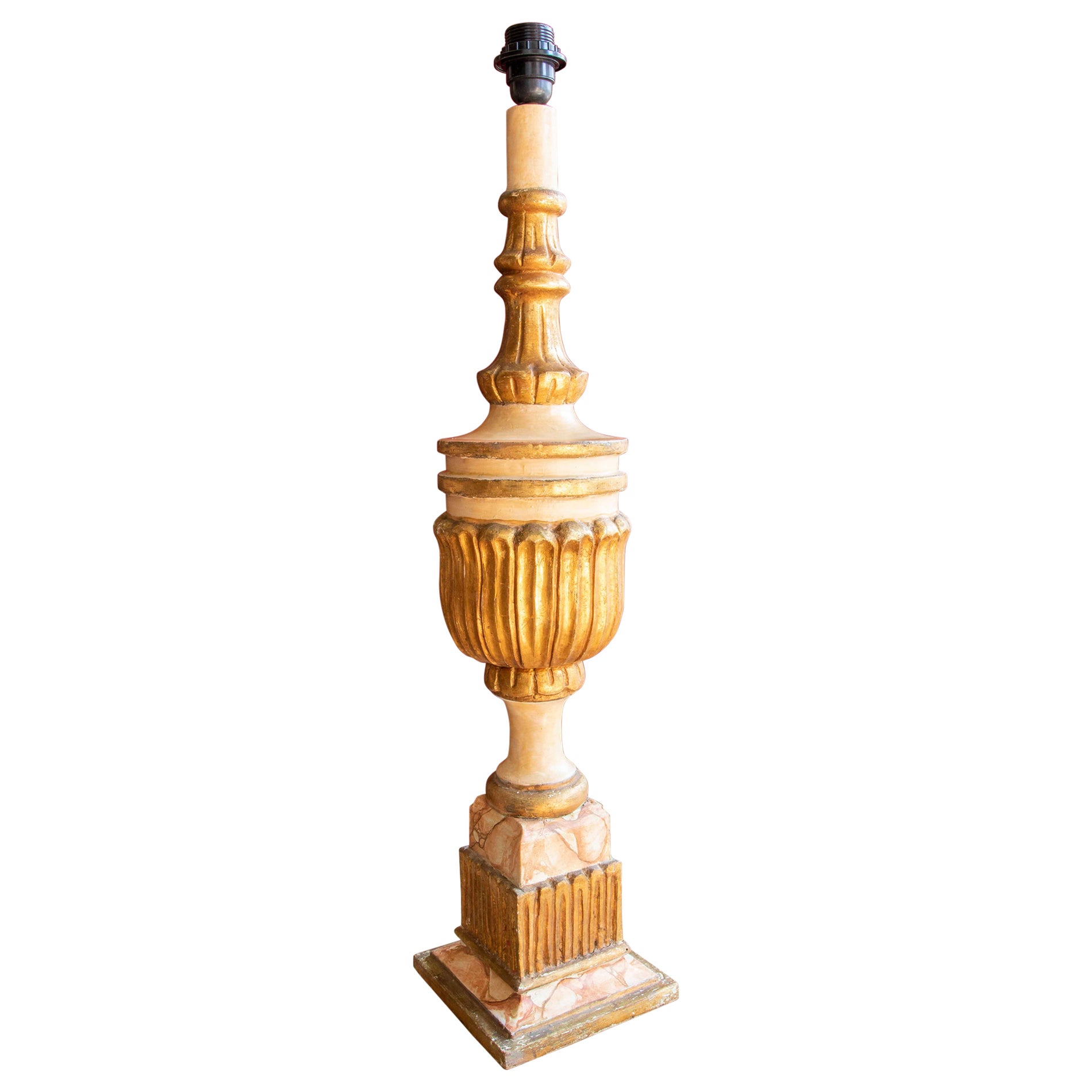 Table Lamp Made with an Antique Polychrome Finial For Sale