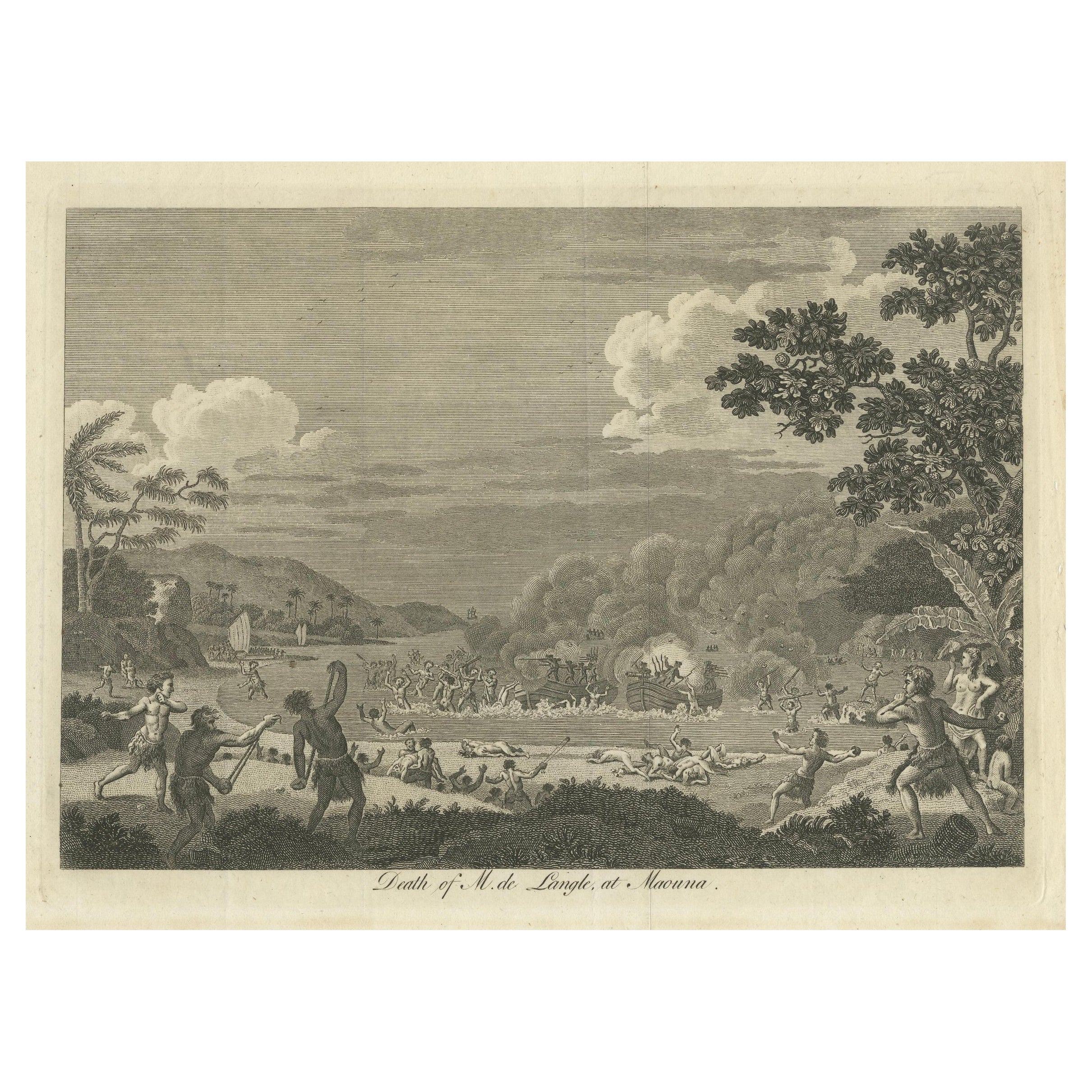 The Death of Commander Fleuriot de Langle and His Men at Maouna, Samoa, 1797 For Sale