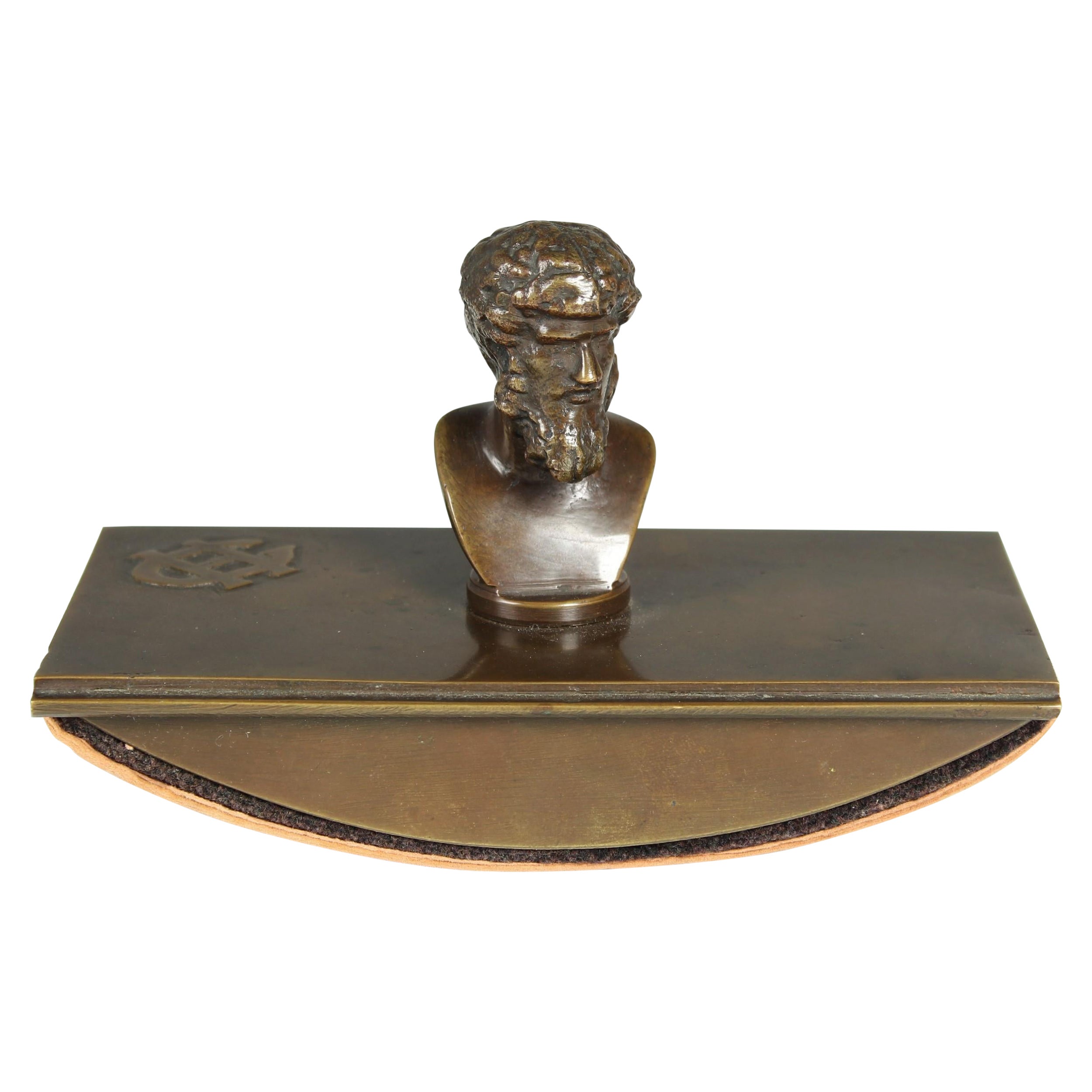 Antique Bronze Extinguishing Cradle, Signed Bronze Miniature Bust, Circa 1880 For Sale