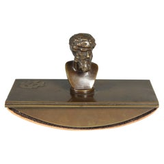 Antique Bronze Extinguishing Cradle, Signed Bronze Miniature Bust, Circa 1880