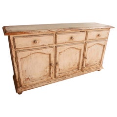 Wooden Sideboard with Doors and Drawers Painted in Antique White
