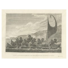 Die Reise zum Pazifik: Hawaiianisches Kriegskanu in Aktion, um 1790