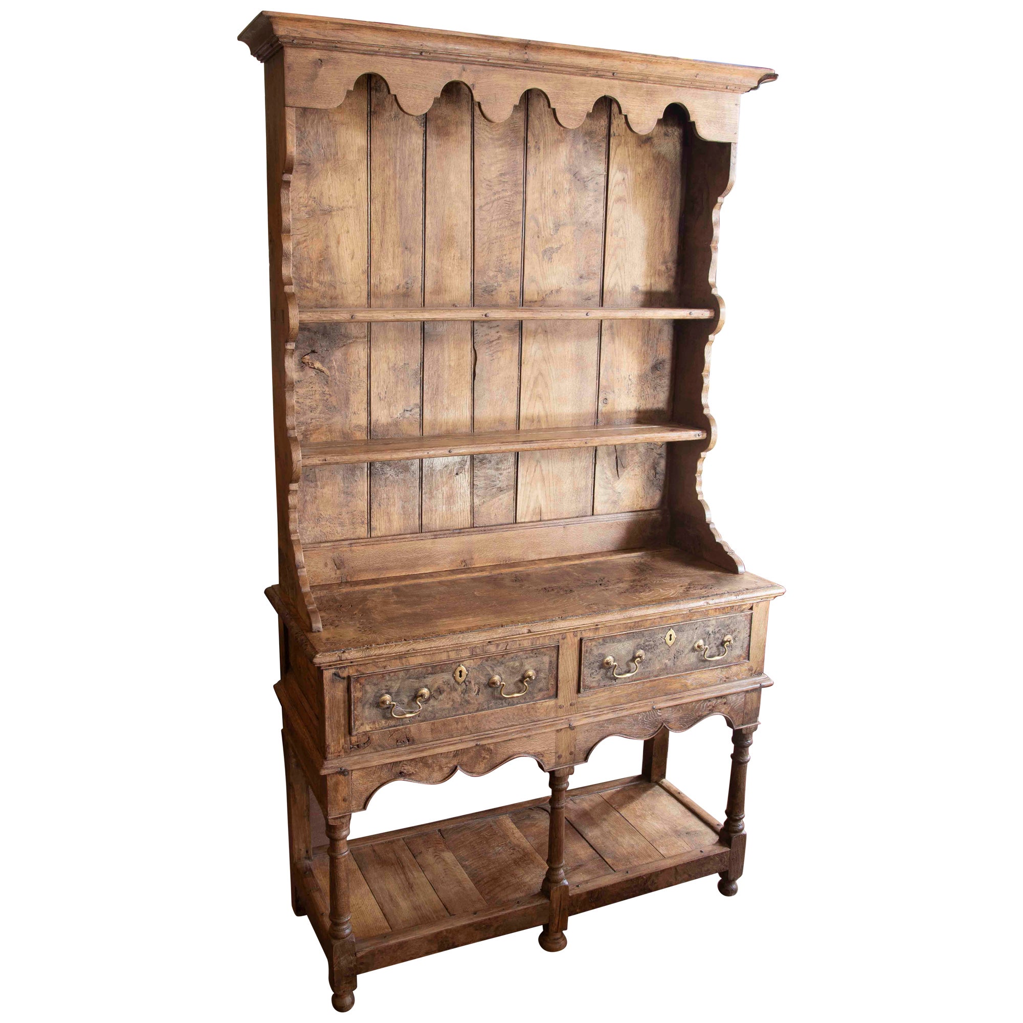 19th Century English Wooden Plateroom with Drawers and Bronze Handles For Sale