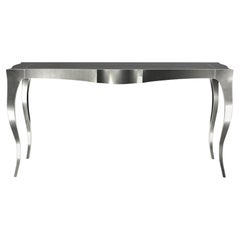 Louise Console Art Deco Industrial and Work Table Smooth White Bronze 