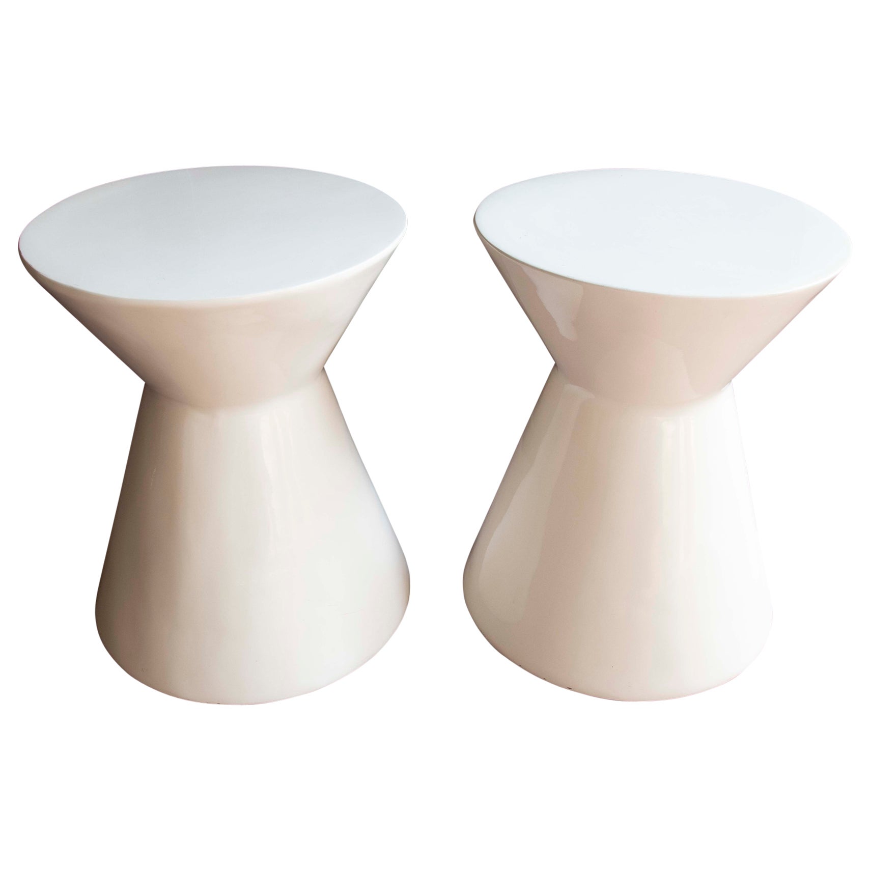Pair of White Resin Stools For Sale