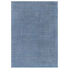 Contemporary Striped Blue and White Handmade Rug von Doris Leslie Blau
