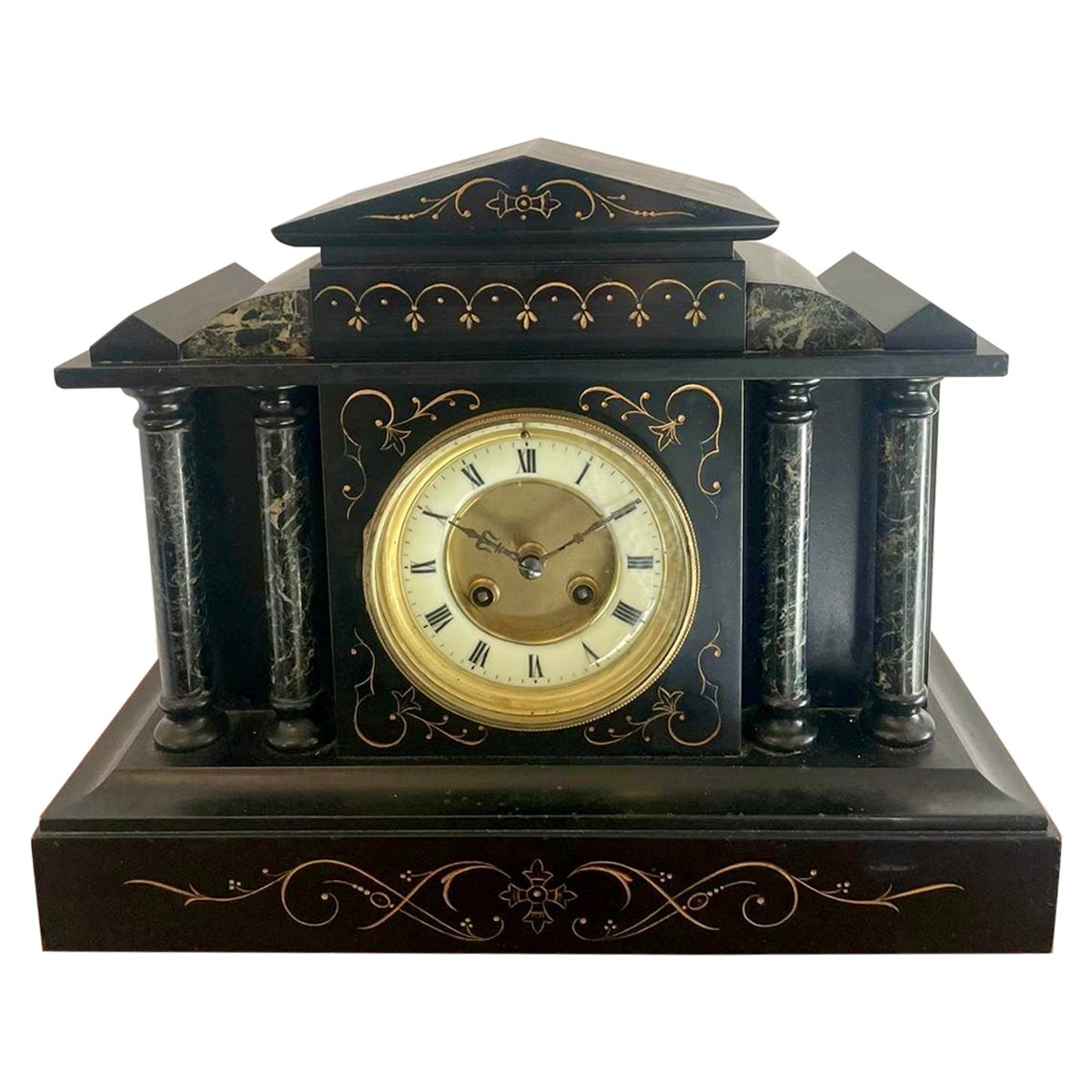 Antique Victorian Quality Marble Mantle Clock  For Sale