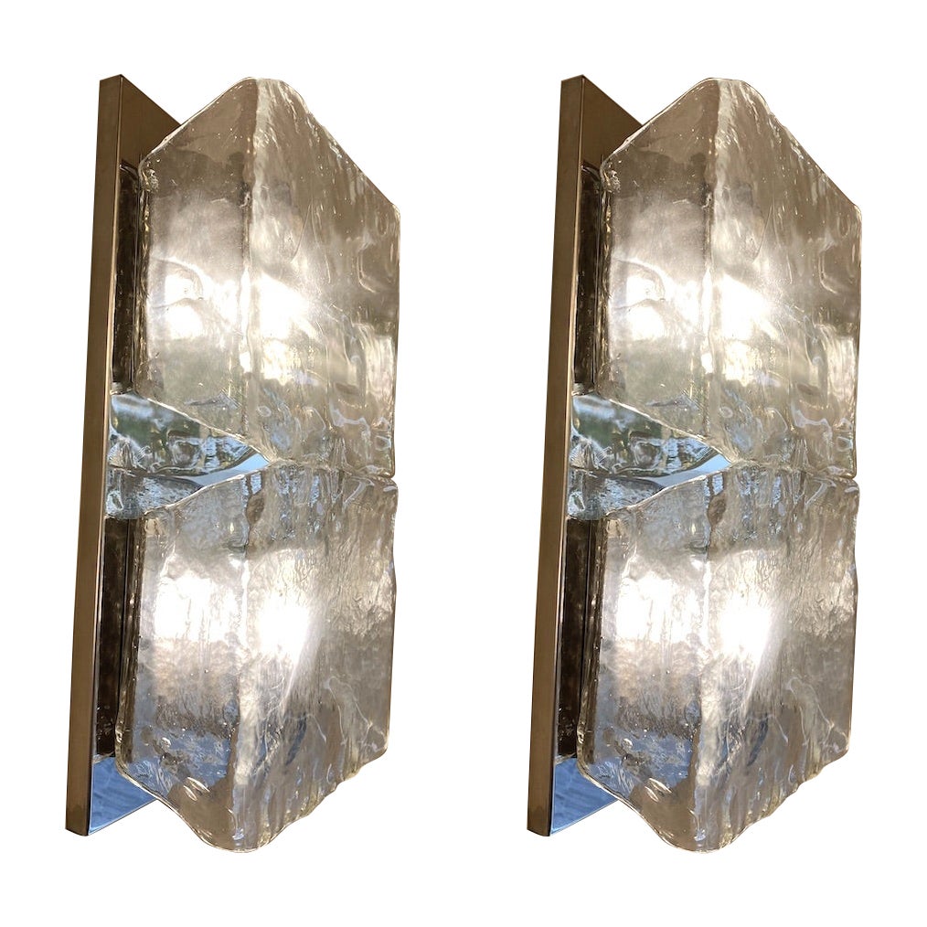  Aureliano Toso Fantastic Pair of Sconces or Wall Lights Murano 1970 For Sale