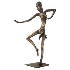 Figura decorativa vintage de bronce de una mujer atribuida a Karl Hagenauer