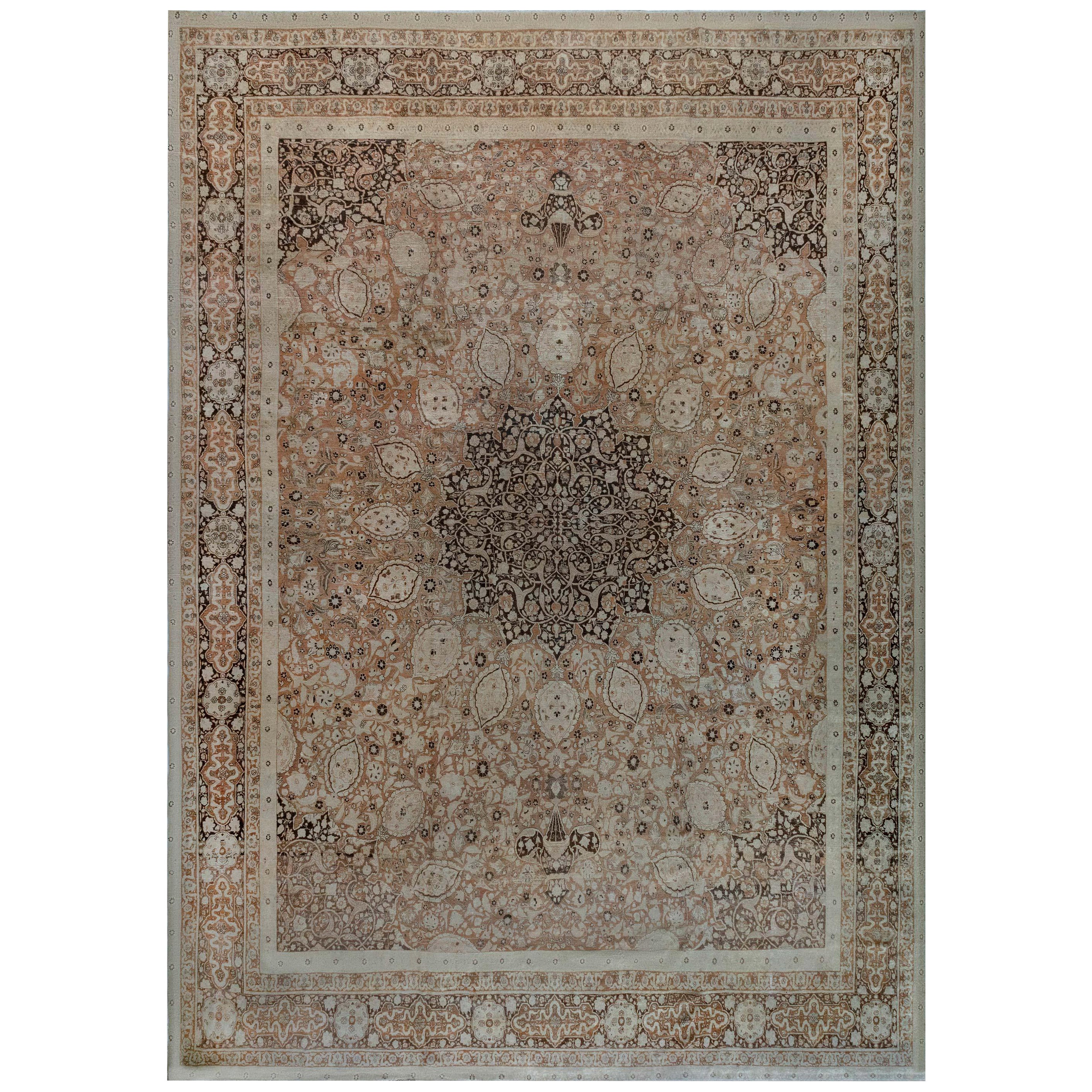 Oversized 19th Century Persian Tabriz Wool Rug For Sale