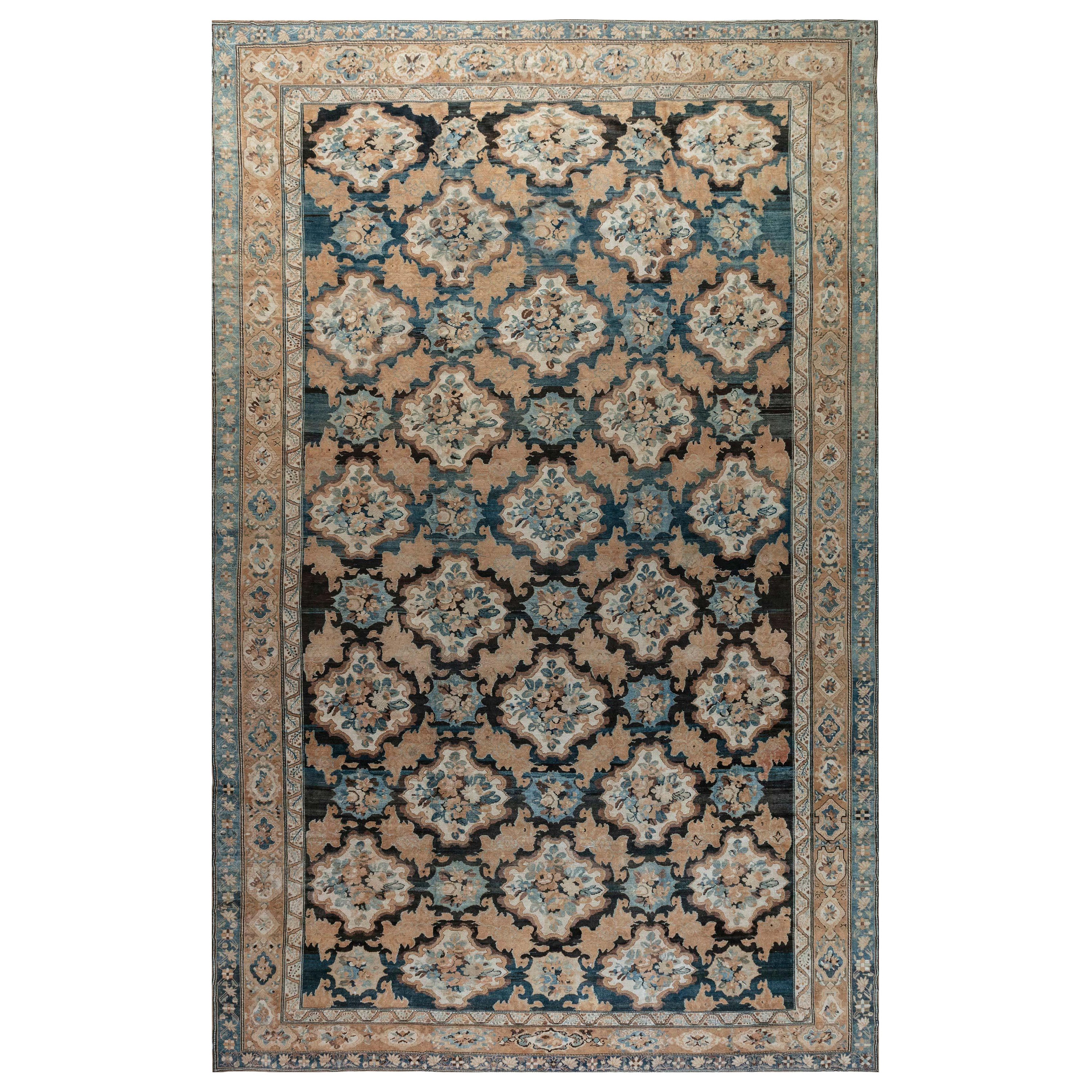 Oversized Antique Persian Bakhtiari Floral Wool Rug For Sale