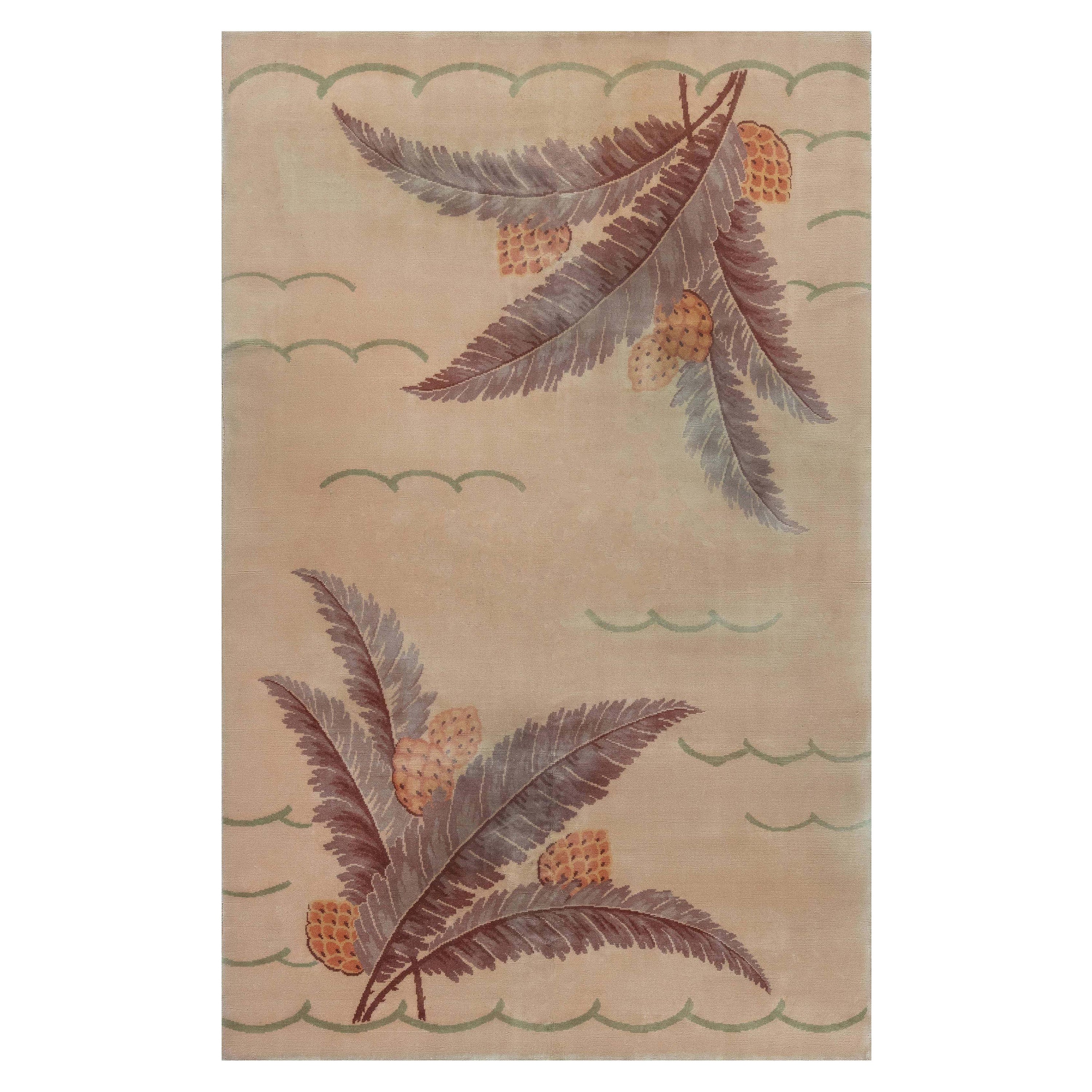 French Art Deco Pine-Cone Handmade Wool Rug For Sale at 1stDibs