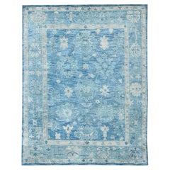 Keivan Woven Arts Modern Oushak Wool Hand Knotted Rug in Blue