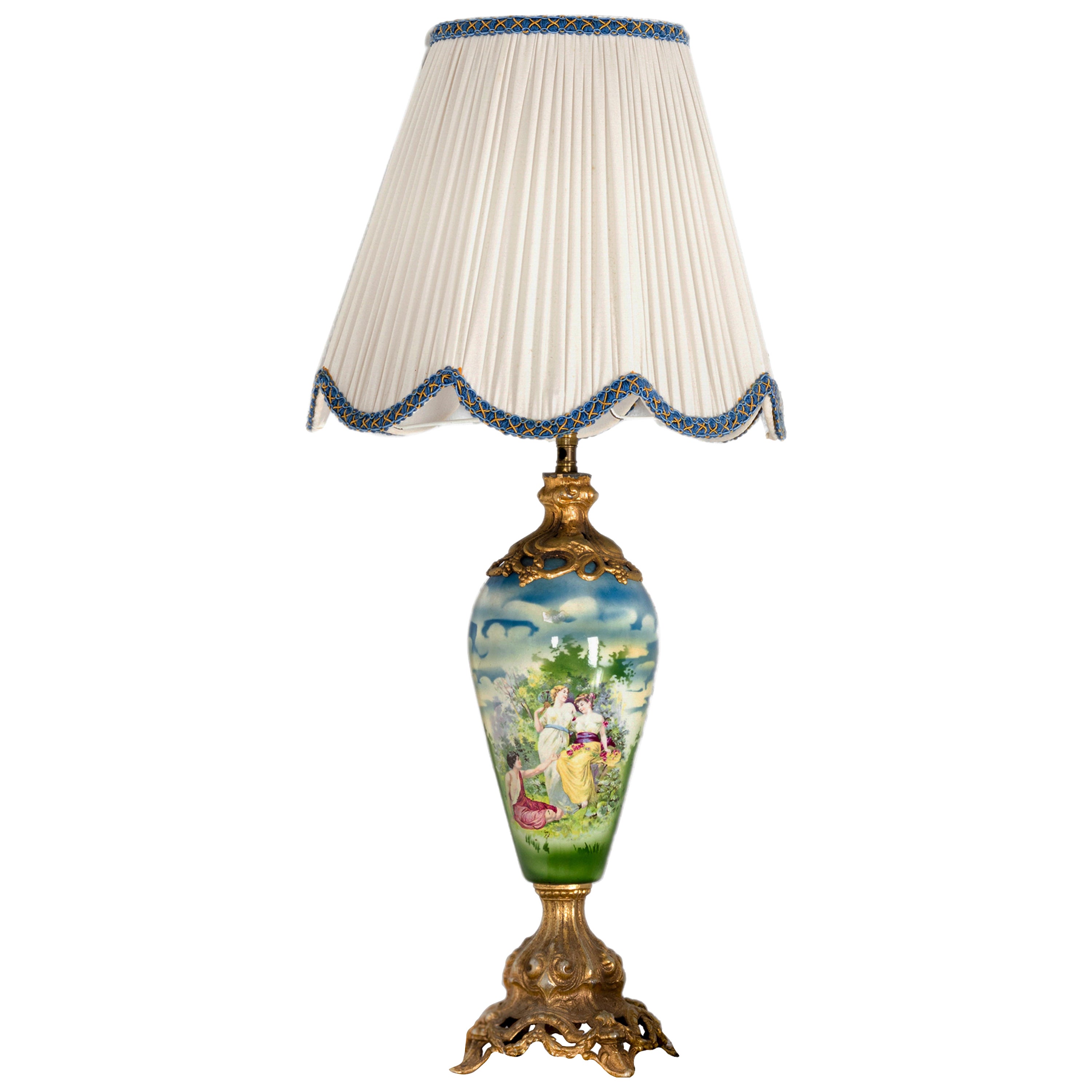 Lampe de table en porcelaine, style Sèvres, début du 20e siècle