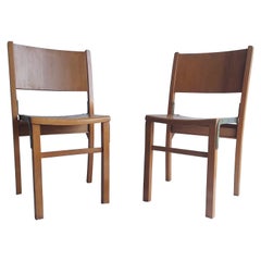 Used Vtg Mid Century Set Of 2 Beech Dining Chairs  school Scandinavian, 50s