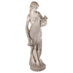 Vintage Garden Statuary of Standing Female With Wine Jugs, Denmark circa 1920-40