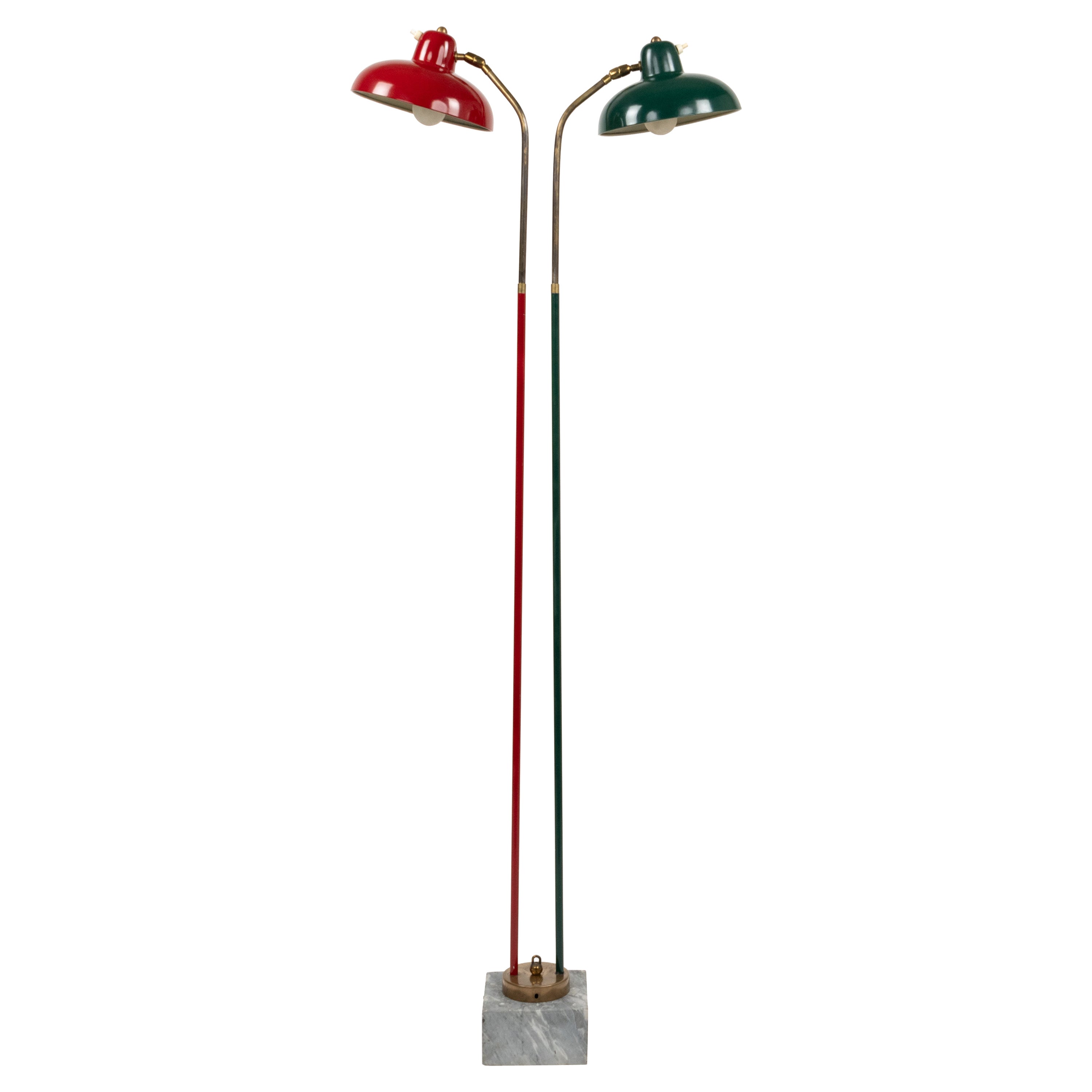Stehlampe aus Marmor, lackiertem Metall und Messing im Stilnovo-Stil, Italien 1950er Jahre