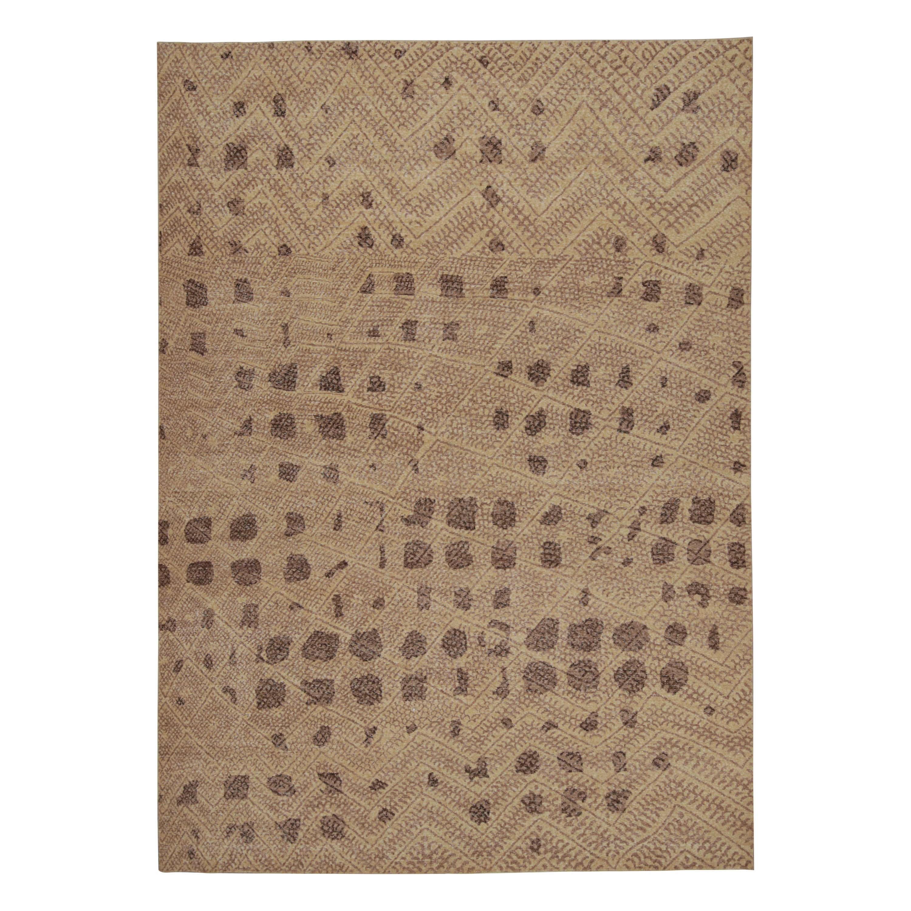 Rug & Kilim’s Oversized Moroccan Style Rug With Beige-Brown Geometric Patterns For Sale